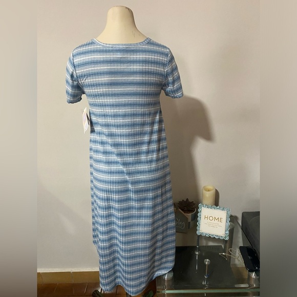 LuLaRoe Blue and White A-Line Midi Dress - Picture 6 of 11